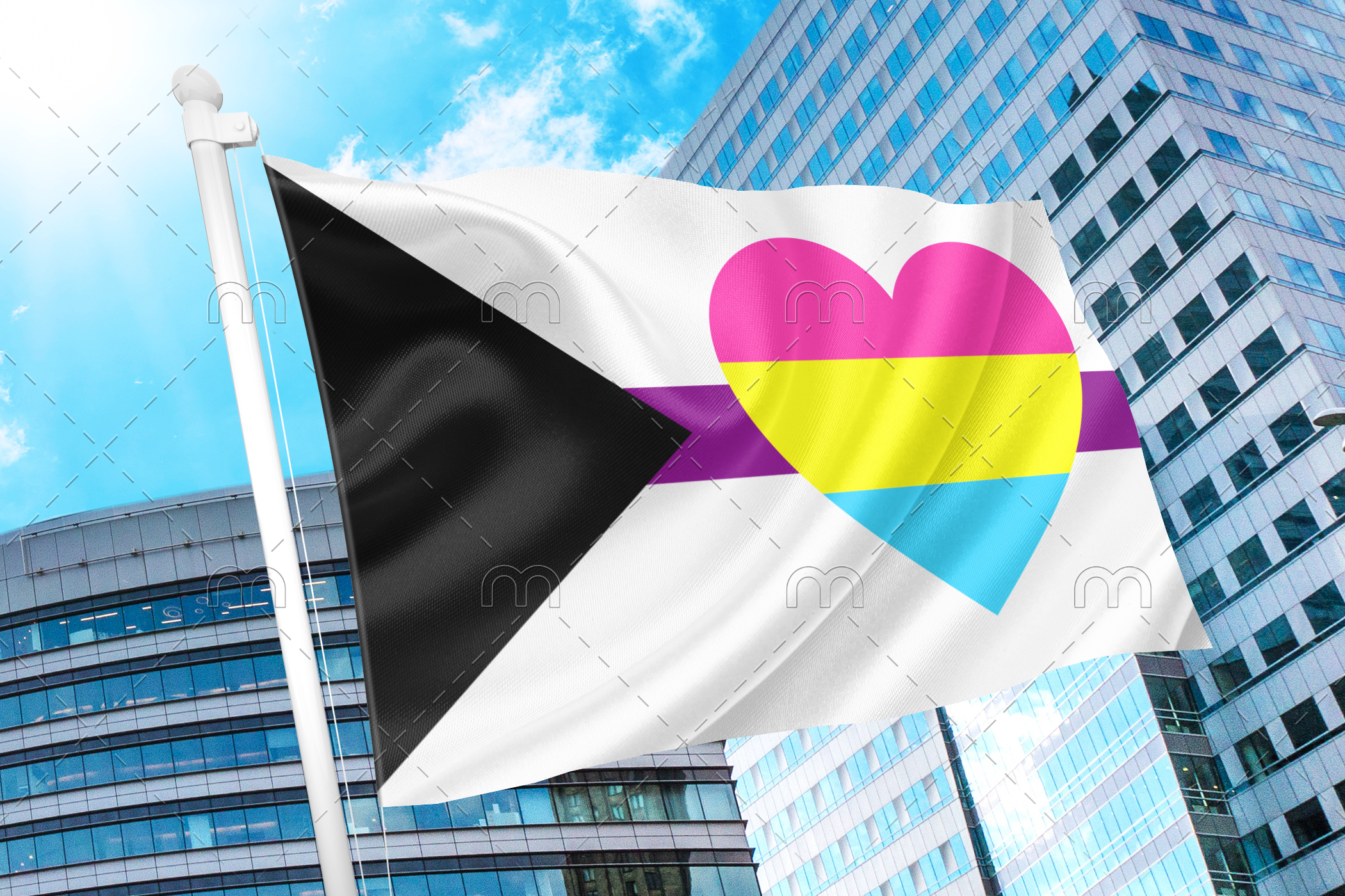 demisexpan Demisexual Panromantic Pride Flag - Heart PN0112 3x5 ft (90x150 cm) / 2 Grommets left Official PAN FLAG Merch