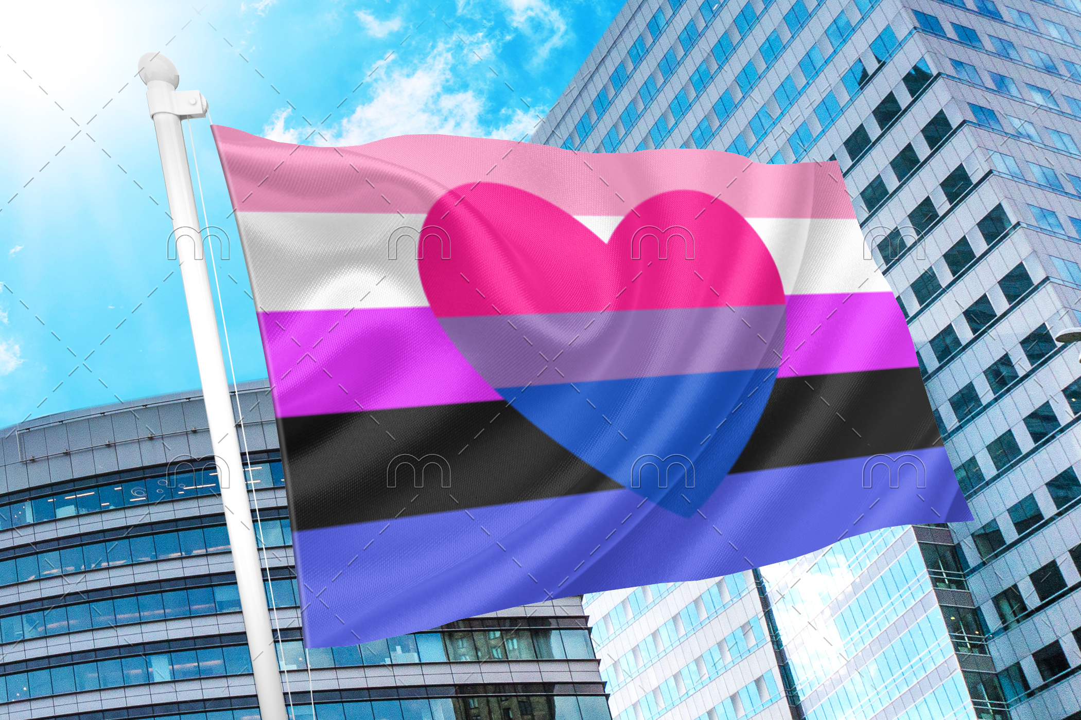 genderfluidbisex Genderfluid Bisexual Pride Flag PN0112 2x3 ft (60x90 cm) / 2 Grommets left Official PAN FLAG Merch