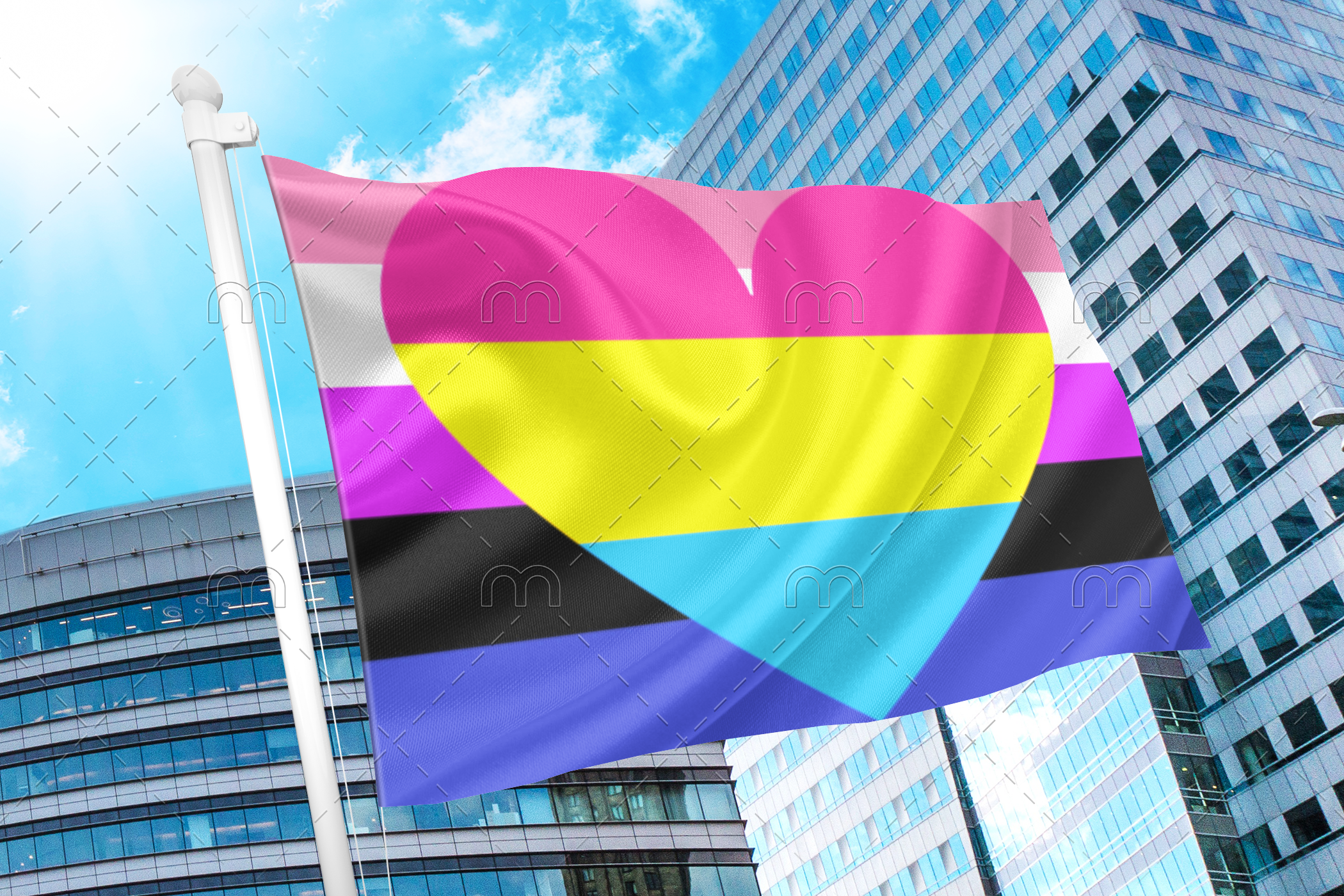 genderfluidpan Genderfluid Pansexual Combo Pride Flag PN0112 2x3 ft(60x90 cm) / 2 Grommets left Official PAN FLAG Merch