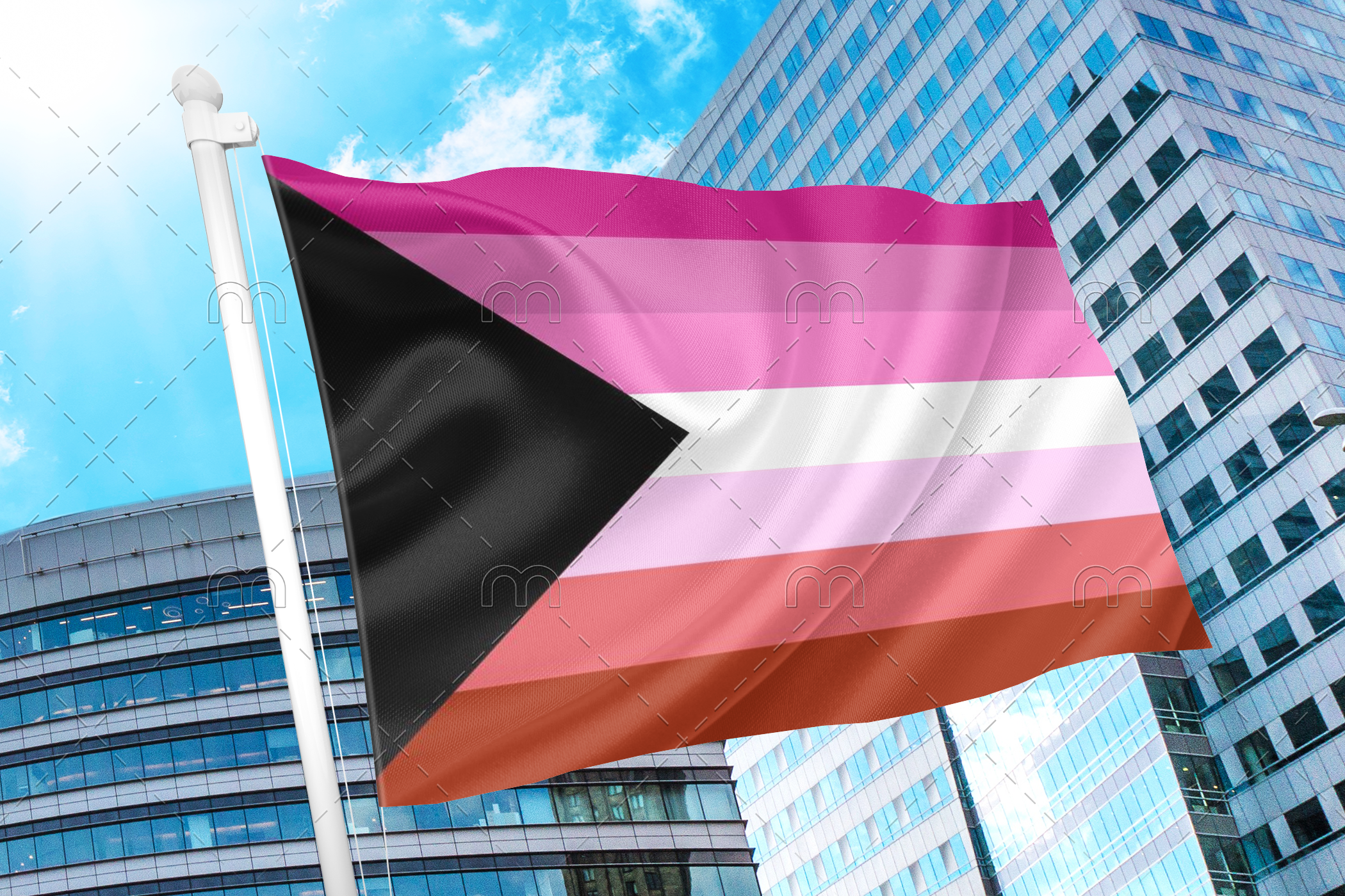 lesbiandemi-1 Lesbian Demisexual Flag PN0112 2x3ft (60x90cm) / 2 Grommets left Official PAN FLAG Merch