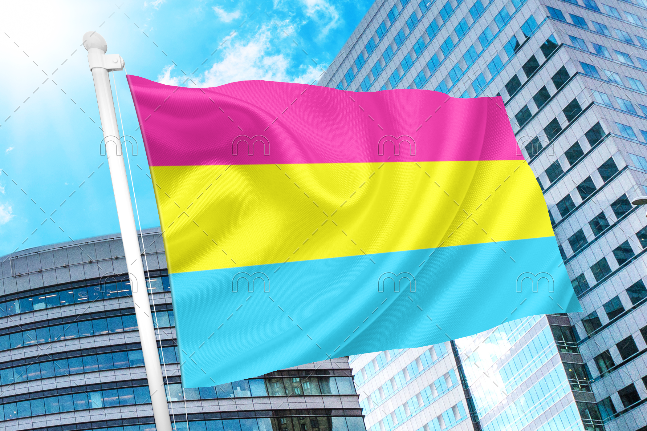 pan1 Pansexual LGBT Pride Flag PN0112 2x3 ft (60x90cm) Plain / 2 grommets left side Official PAN FLAG Merch