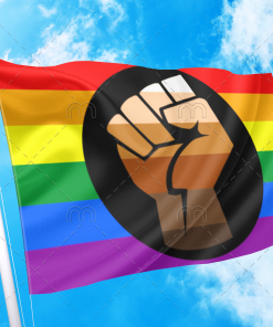 Pride Support Fist Rainbow Flag - QPOC PN0112 2 - Lesbian Flag 2x3 ft (60x90 cm) / No Grommets Official PAN FLAG Merch