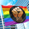 Pride Support Fist Rainbow Flag - QPOC PN0112 2x3 ft (60x90 cm) / 2 Grommets left Official PAN FLAG Merch