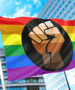 Pride Support Fist Rainbow Flag - QPOC PN0112 2x3 ft (60x90 cm) / 2 Grommets left Official PAN FLAG Merch