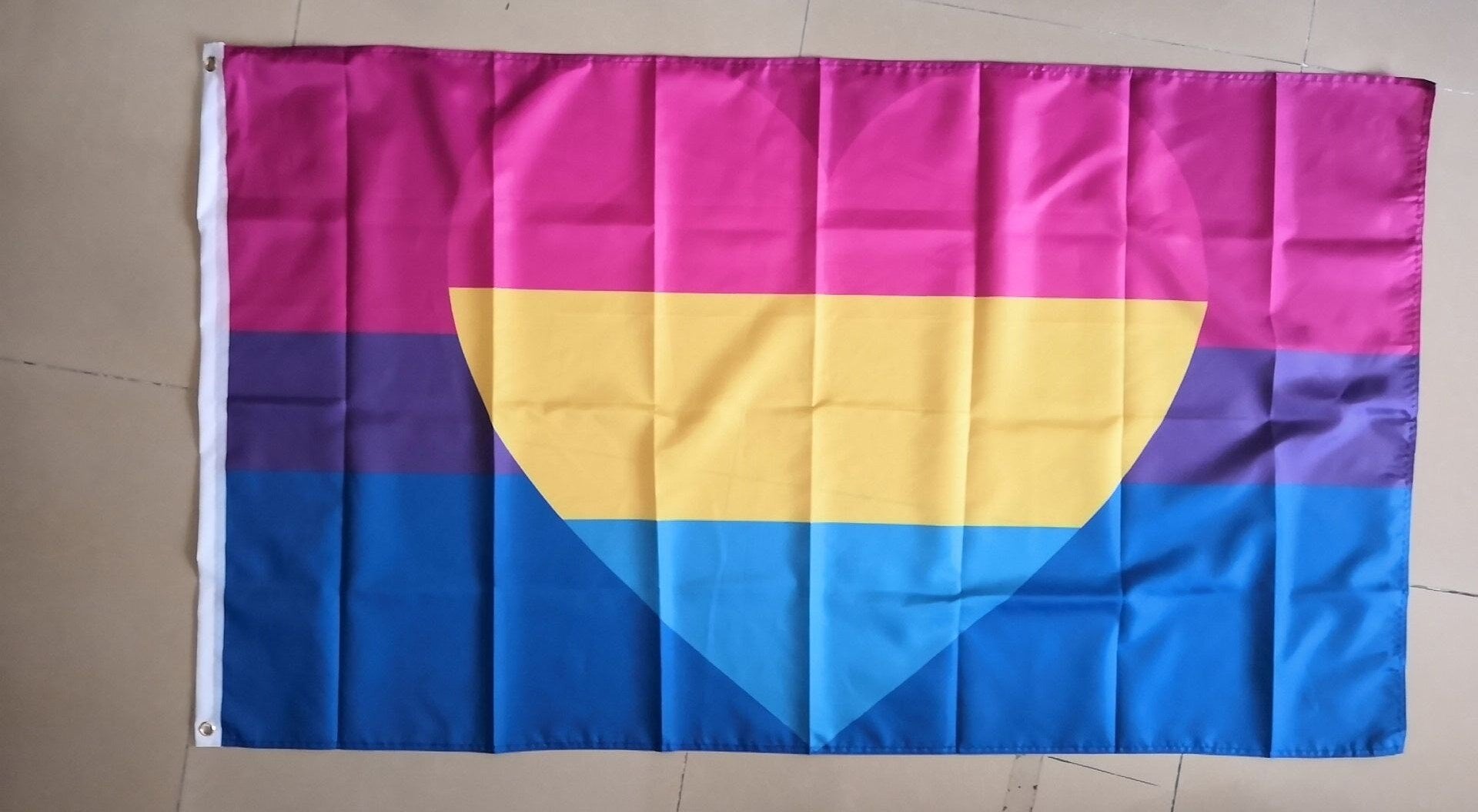 real_bisexual_panromantic 3x5 ft(90x150cm) / 2 Grommets left Official PAN FLAG Merch