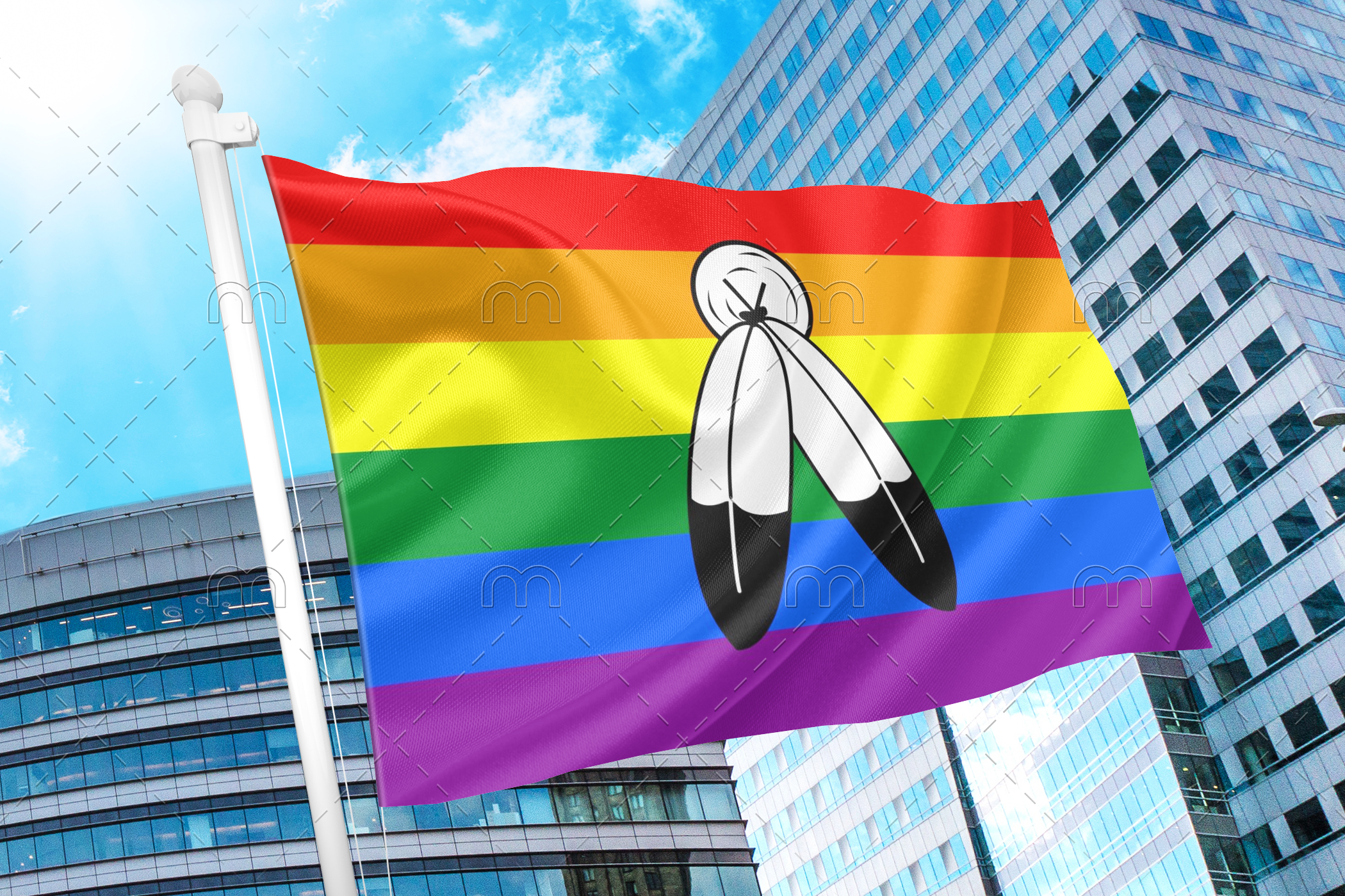 twospirit1-1 Two Spirits Flag PN0112 2x3 ft (60x90cm) / 2 Grommets Left Official PAN FLAG Merch